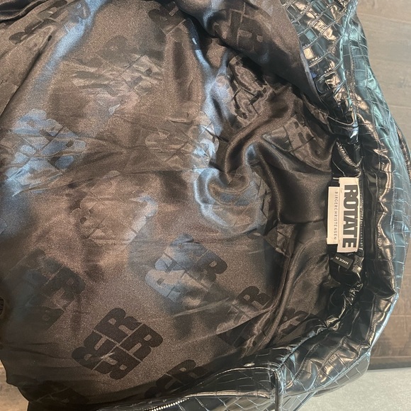 Rosa Croc-effect Bomber Jacket by Rotate Birger Christensen. Cropped puffer - Picture 6 of 12